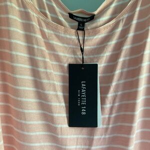 Lafayette 148 New York New with Tags $178 Tank top in Shell/White tiny stripes L